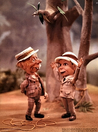 The Mortimer Snerd & Charlie McCarthy stop-motion figures from The Edgar Bergen & Charlie McCarthy Show.